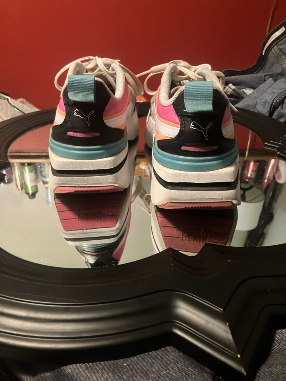Puma Women's Pink, Teal & Orange Platform Sneakers - Picture 3 of 5